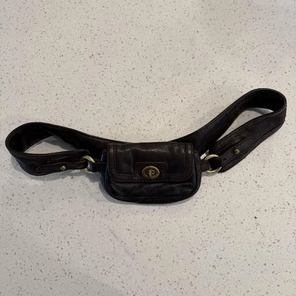 Vintage Marc By Marc Jacobs Dark Brown Leather Waist Pack Belt Bag Y2K 2000s